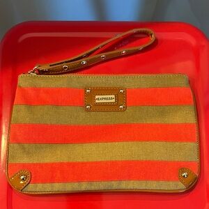 Express Orange and Tan Striped Wristlet
